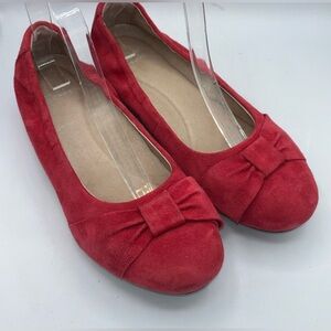 Dansko Lina Scotchguard Leather Suede Bow Slip On Low Heel Ballet Flats